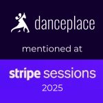 A graphic or photo of a dance studio with the Danceplace platform logo, representing the fastest emerging vertical SaaS company recognized by Stripe.