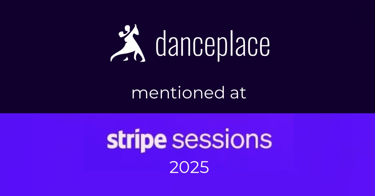 A graphic or photo of a dance studio with the Danceplace platform logo, representing the fastest emerging vertical SaaS company recognized by Stripe.